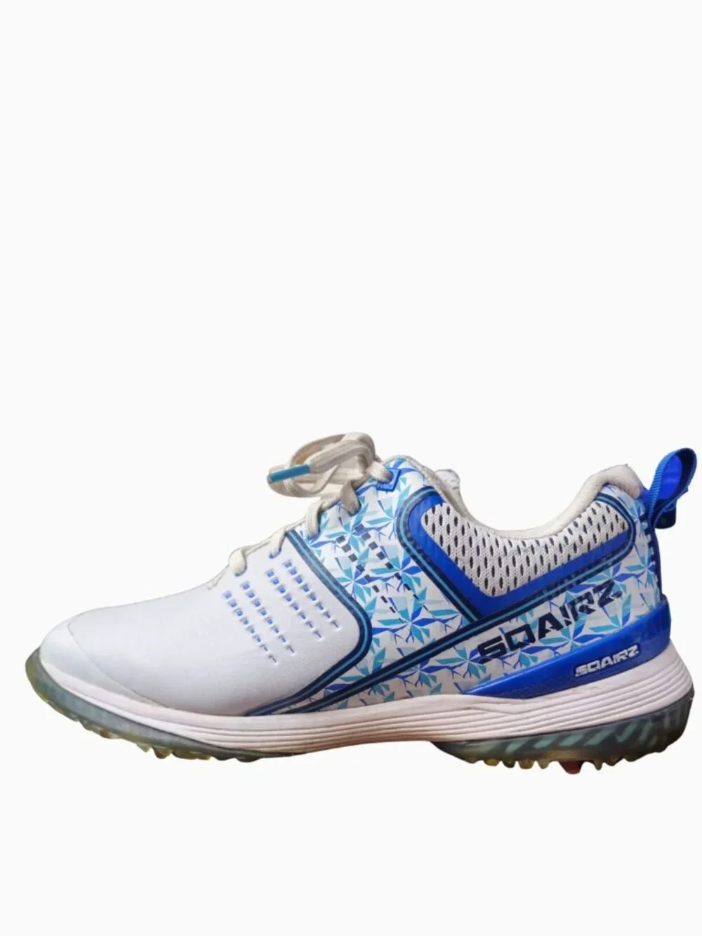 SQAIRZ MEN'S SPEED PERFORMANCE SPIKED GOLF SHOES • WHITE/COBALT BLUE/VOLT SZ 10